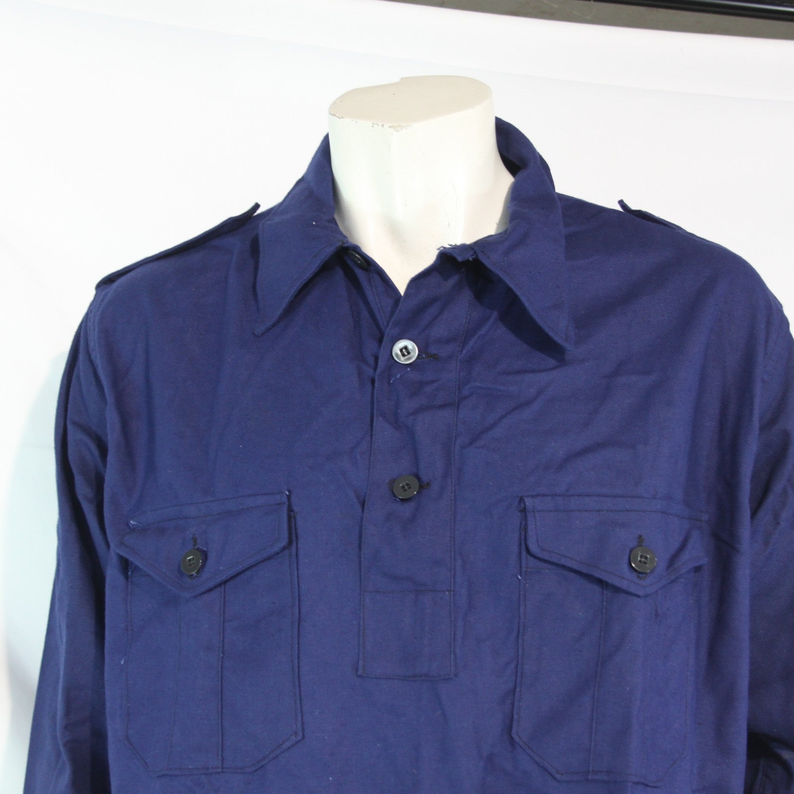 1970's Swedish Vintage Naval Shirt Military Genuine Surplus 46" (4227)