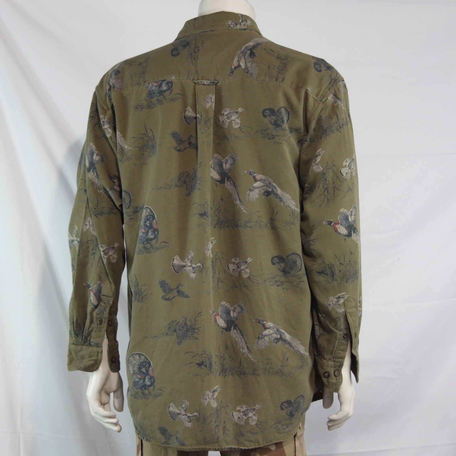 Woods & Water Turkey Pheasant Printed Hunting Shirt Cotton Khaki Large (4073)