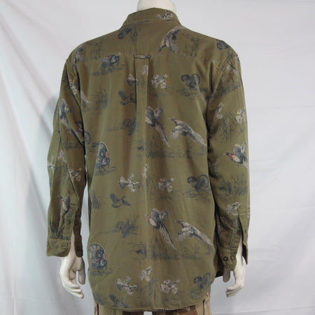 Woods & Water Turkey Pheasant Printed Hunting Shirt Cotton Khaki Large (4073)