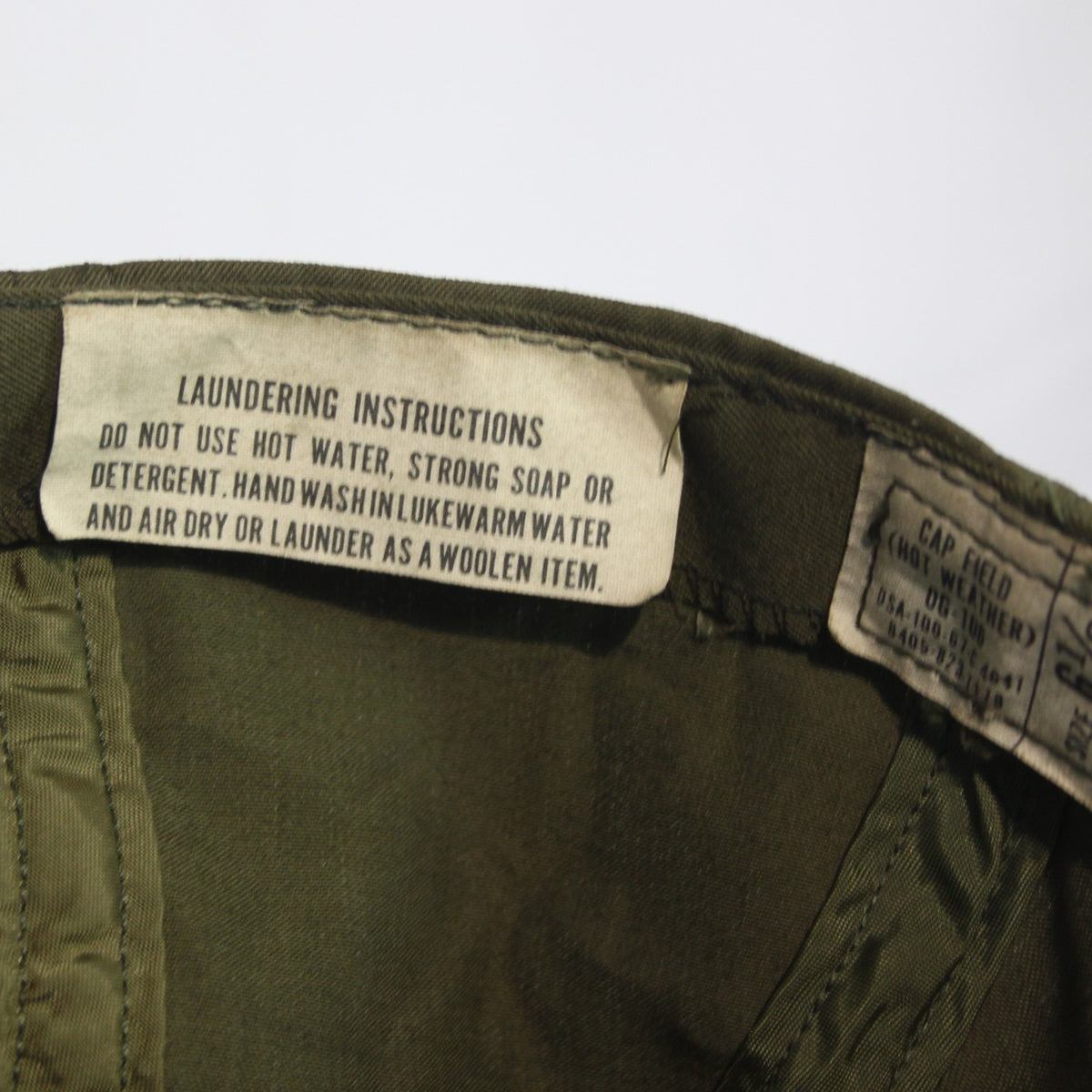 Vietnam Era Vintage US Forces Peak Cap Hot Weather Hat Olive Green US 6.5"(3942)