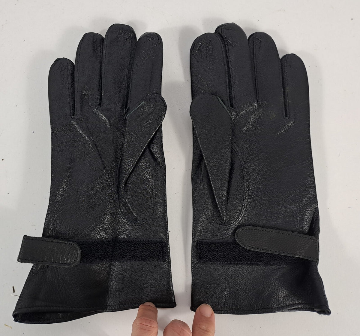 Genuine Surplus French Army Military Black Leather Gloves Unlined Size 8