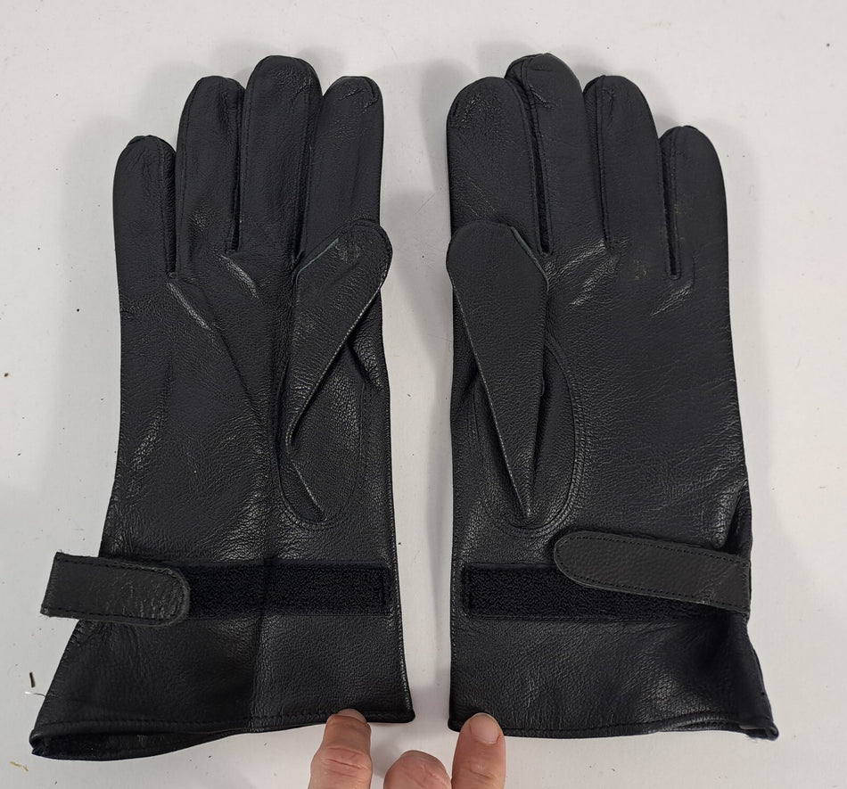 Genuine Surplus French Army Military Black Leather Gloves Unlined Size 8
