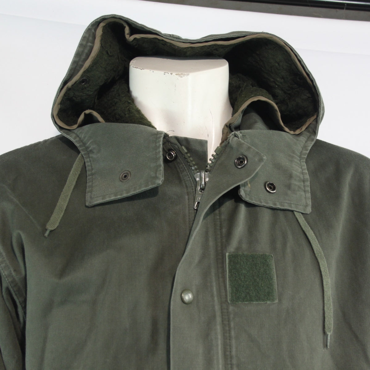 1980's French Army Fur Lined Parka Winter Genuine Surplus Olive 36-38" (3701)