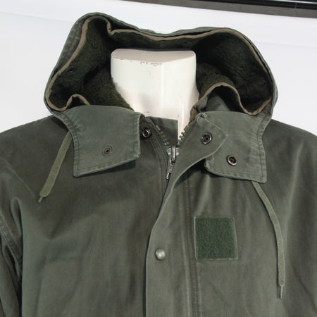1980's French Army Fur Lined Parka Winter Genuine Surplus Olive 36-38" (3701)