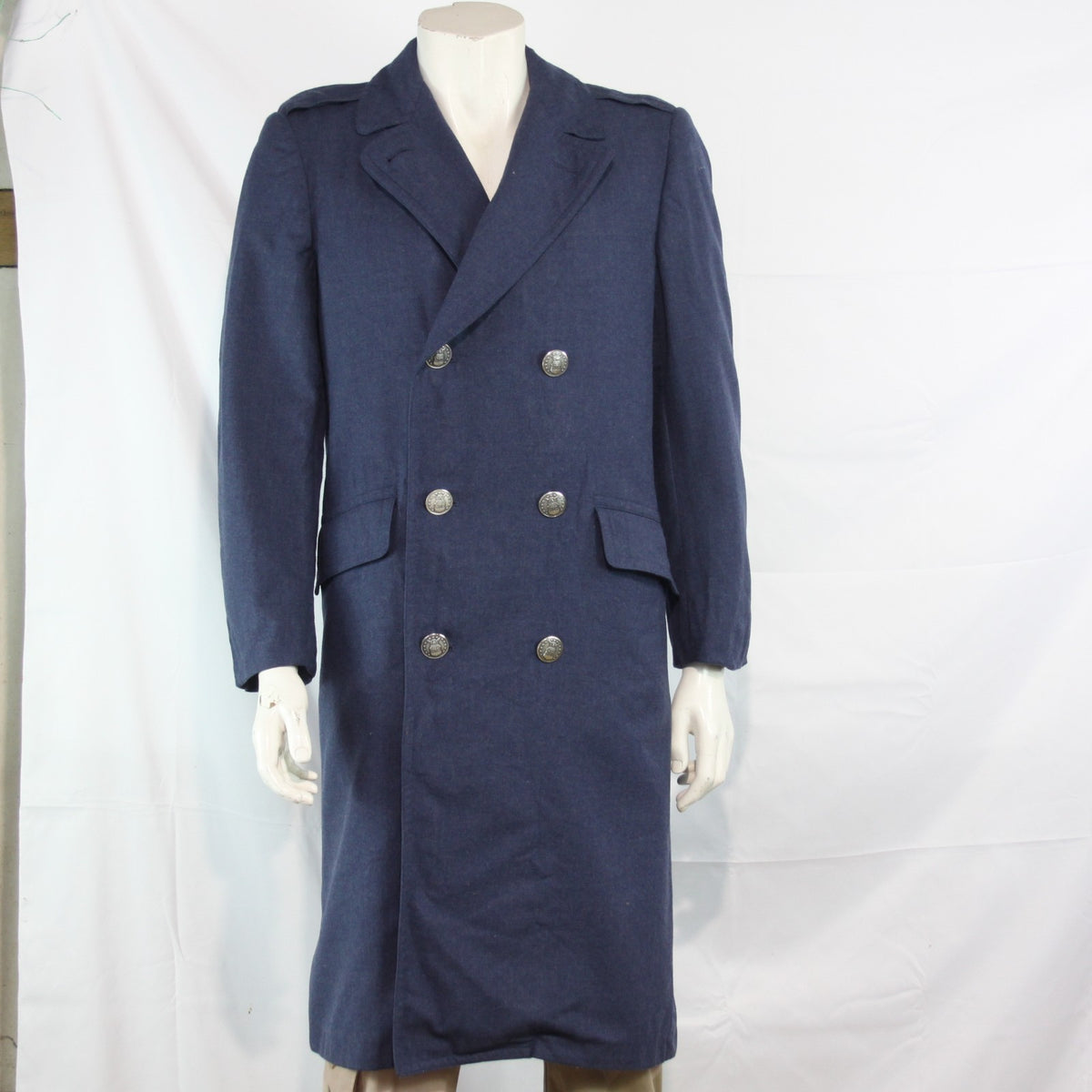 USAF US Airforce Wool Overcoat Vintage Genuine Surplus Blue Coat Winter (3615)