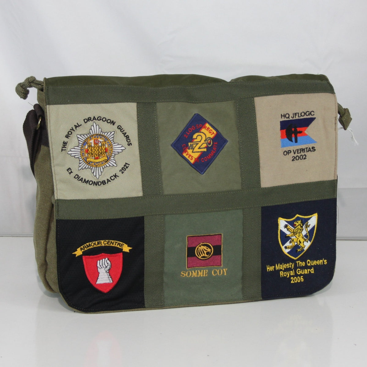 Upcycled Army T-Shirt Badges Made into Exclusive Messenger Bag Military (4469)