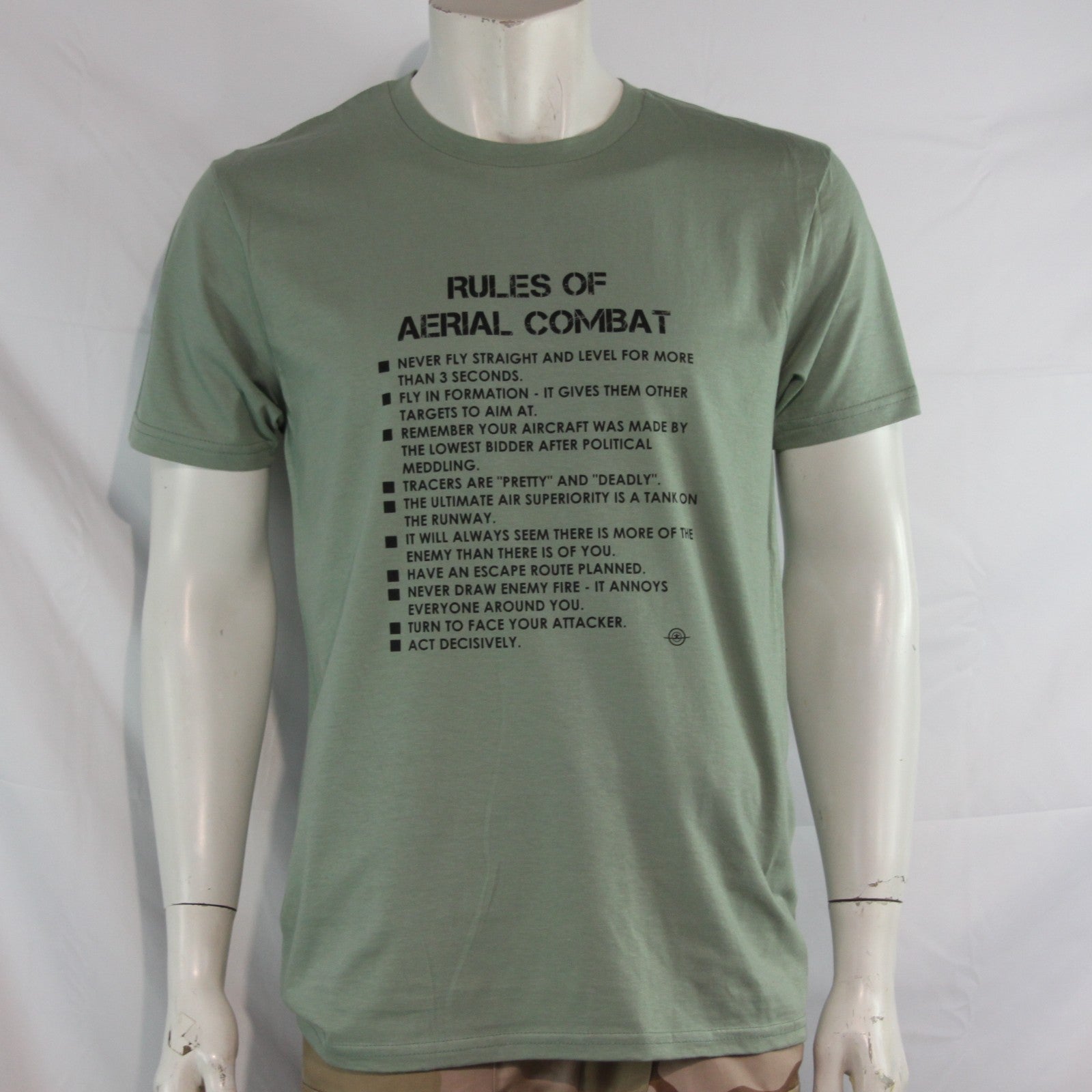 Rules of Aerial Combat Exclusive Printed T-Shirt Mens Warbird Print Sage Green