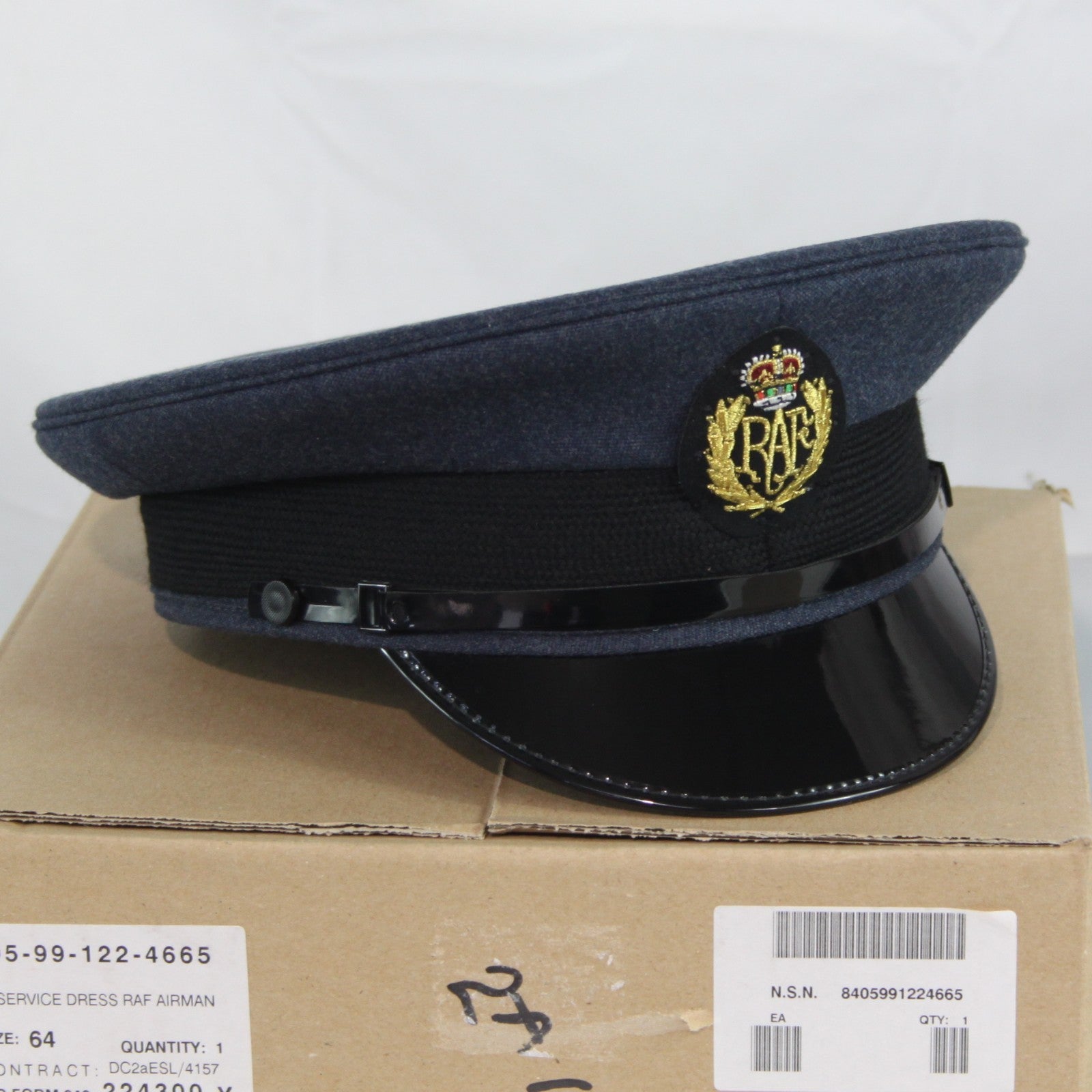 NEW British RAF Airman's Mens Dress Hat Genuine Surplus Peak Cap 64cm (4414)