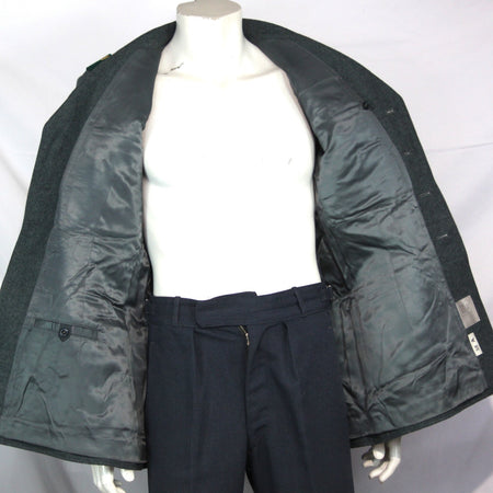 Genuine Surplus Swiss Army Vintage Wool Dress Jacket Badged Thick Blue Grey 3322