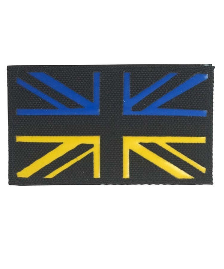 KT Laser Cut Ukraine Union Jack Patch Military Subdued Tactical Hook Loop Black