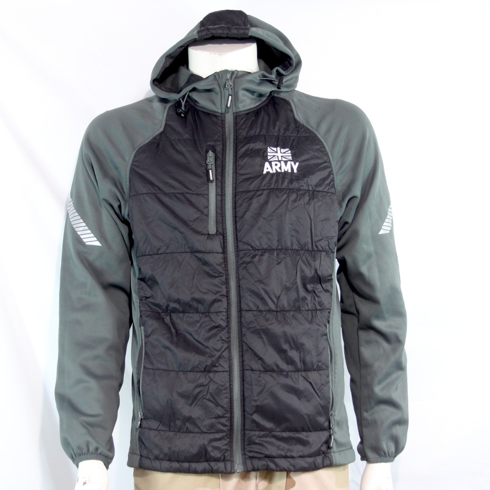 Genuine Surplus British Army Padded Lightweight Jacket Black Grey Printed (4284)