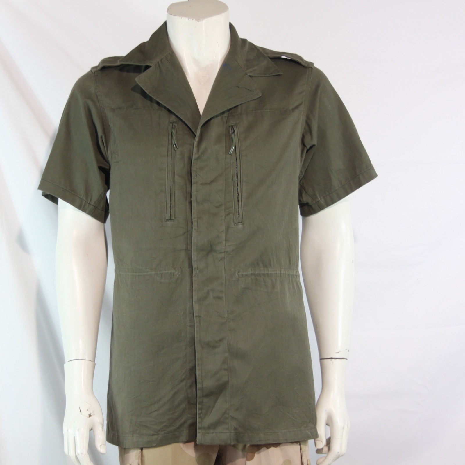 French Army Short Sleeve Shirt Jacket Genuine Surplus Olive 34" XS (4125)