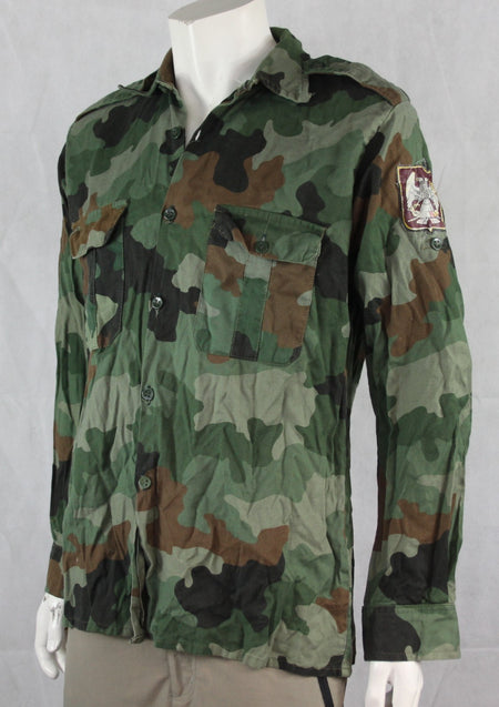 Genuine Surplus Serbian Army Camo Shirt Long Sleeve Badged