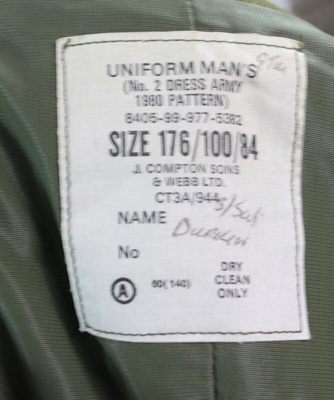 Genuine Surplus British Army Uniform Complete 1980's 100cm Chest Khaki Green 689
