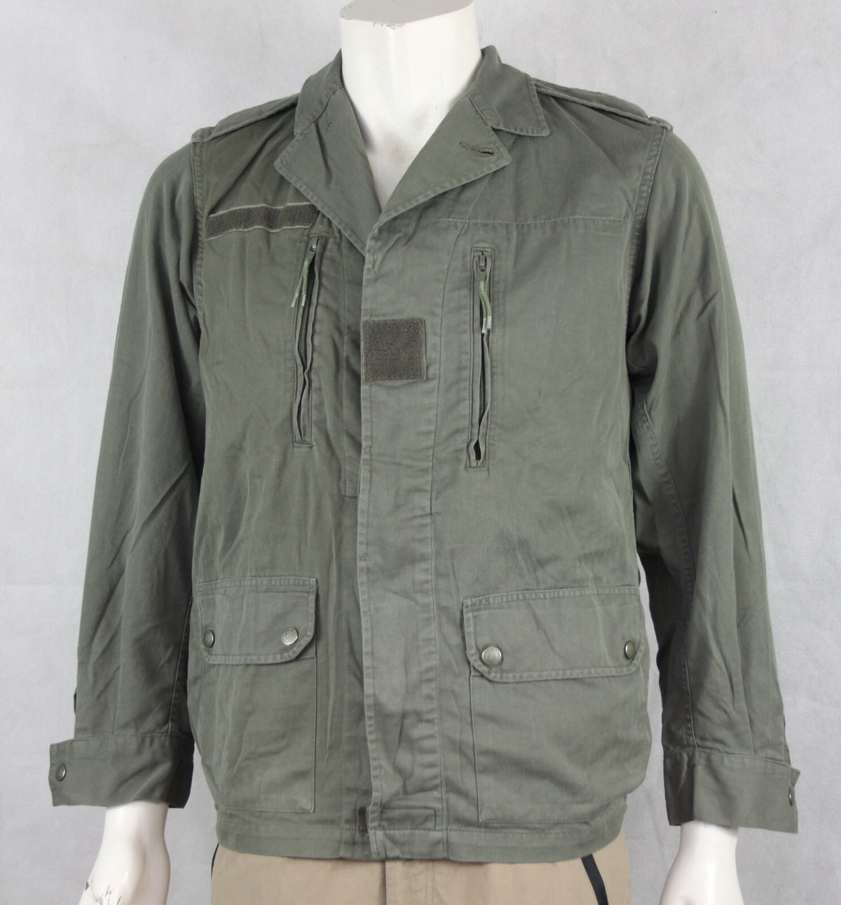 Genuine Surplus French Army F2  Vintage Combat Jacket Olive Green Canvas 3310