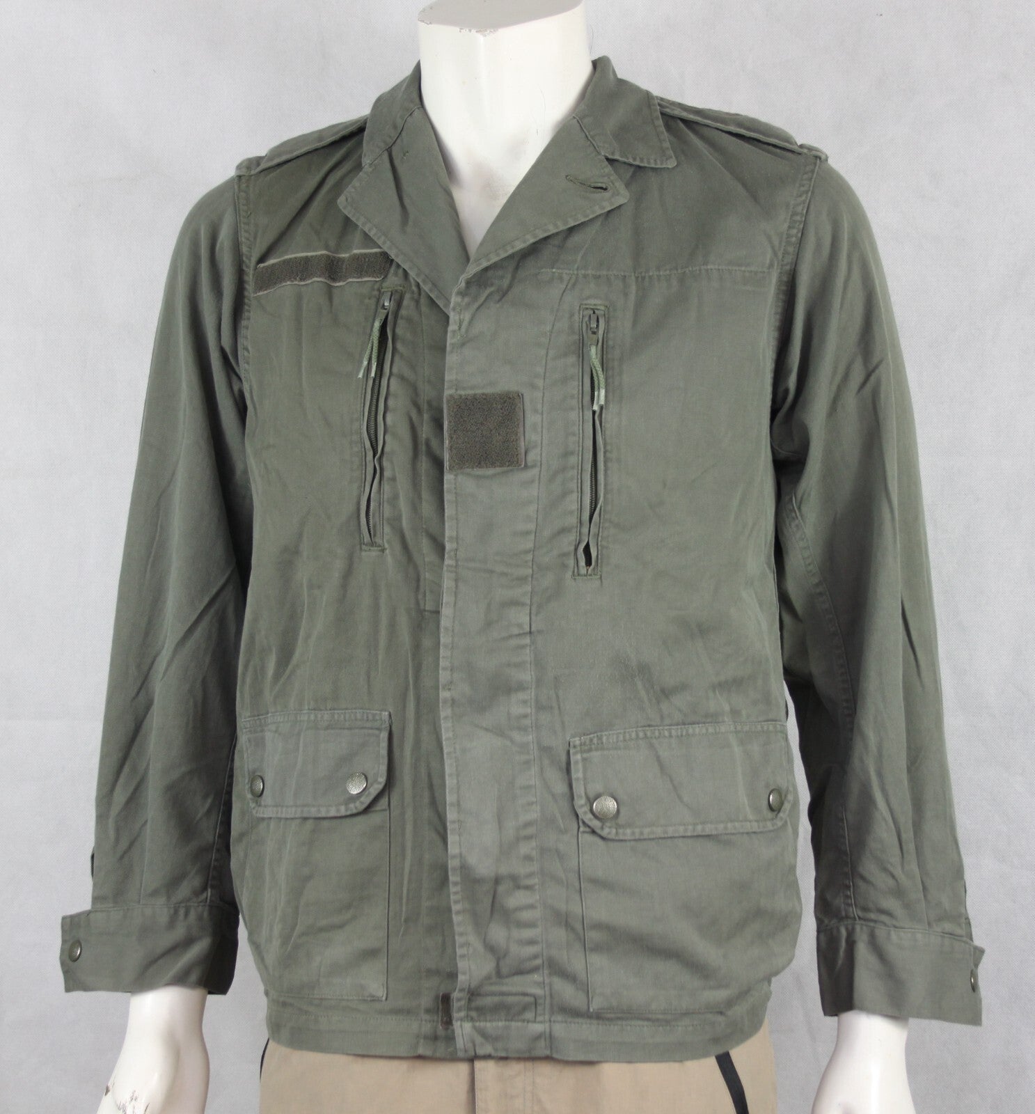 Genuine Surplus French Army F2  Vintage Combat Jacket Olive Green Canvas 3310