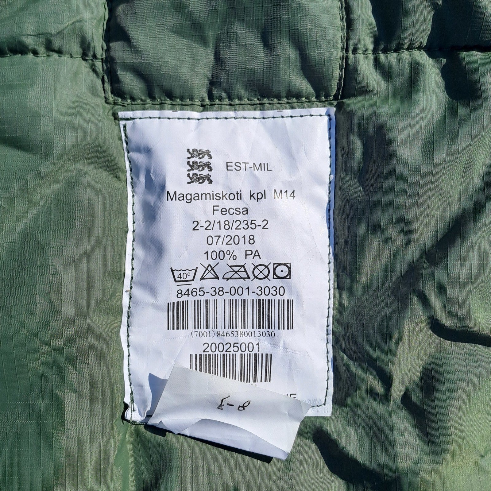 Genuine Surplus Estonian Army Military Sleeping Bag Lightweight Summer (3191)