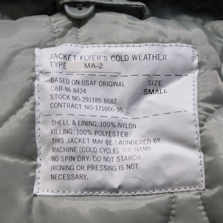 Highlander MA2 USAF Style Bomber Jacket F Fur Collar Padded Silver Grey XS-S