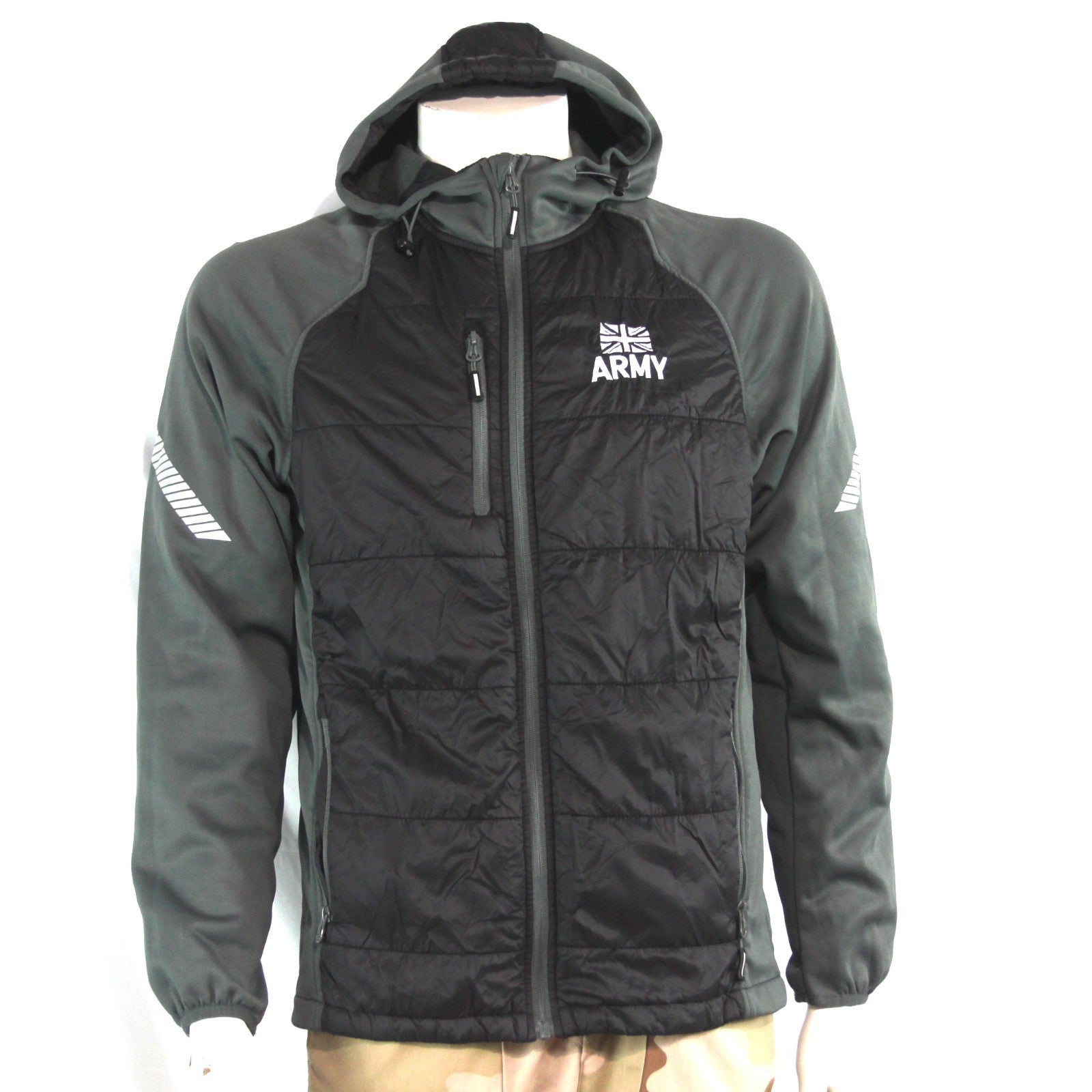 Genuine Surplus British Army Padded Lightweight Jacket Black Grey Printed (4284)