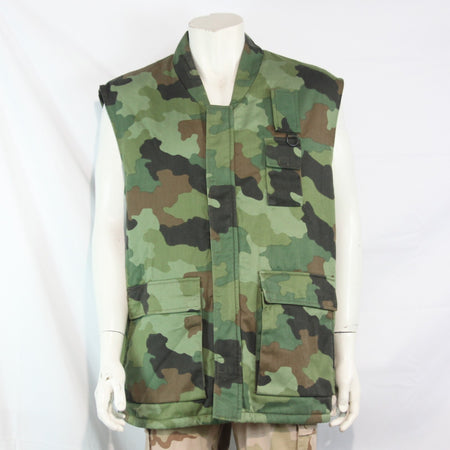 Serbian Army Faux Fur Lined Waistcoat Gilet Vest Camouflage 44" XL (3975)