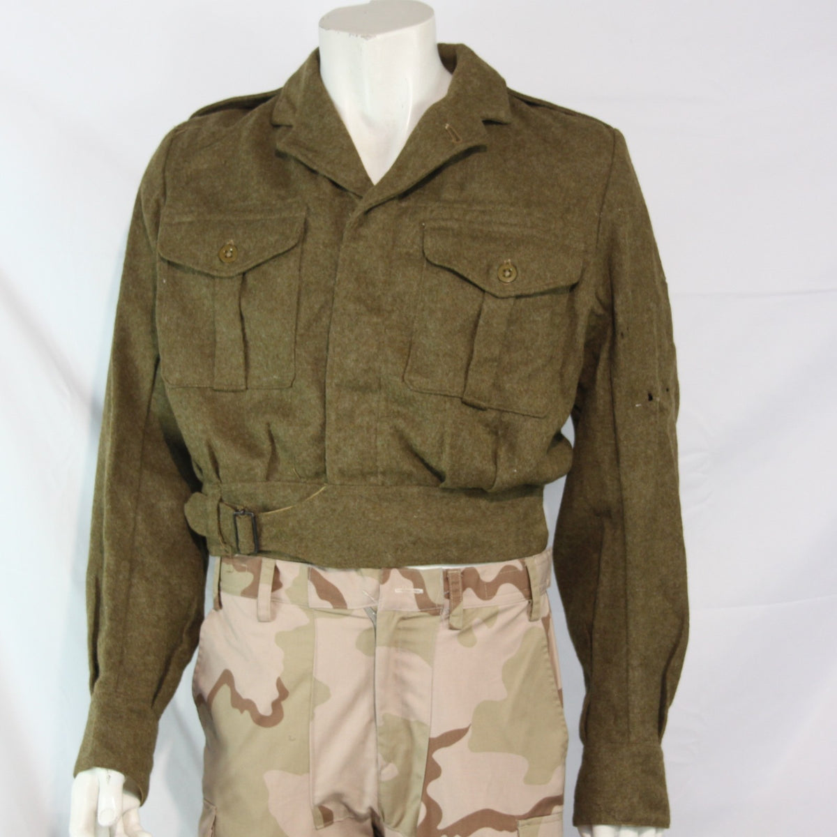 1954 British Army Battle Dress Short Uniform Jacket Wool 38" Chest Brown (3542)