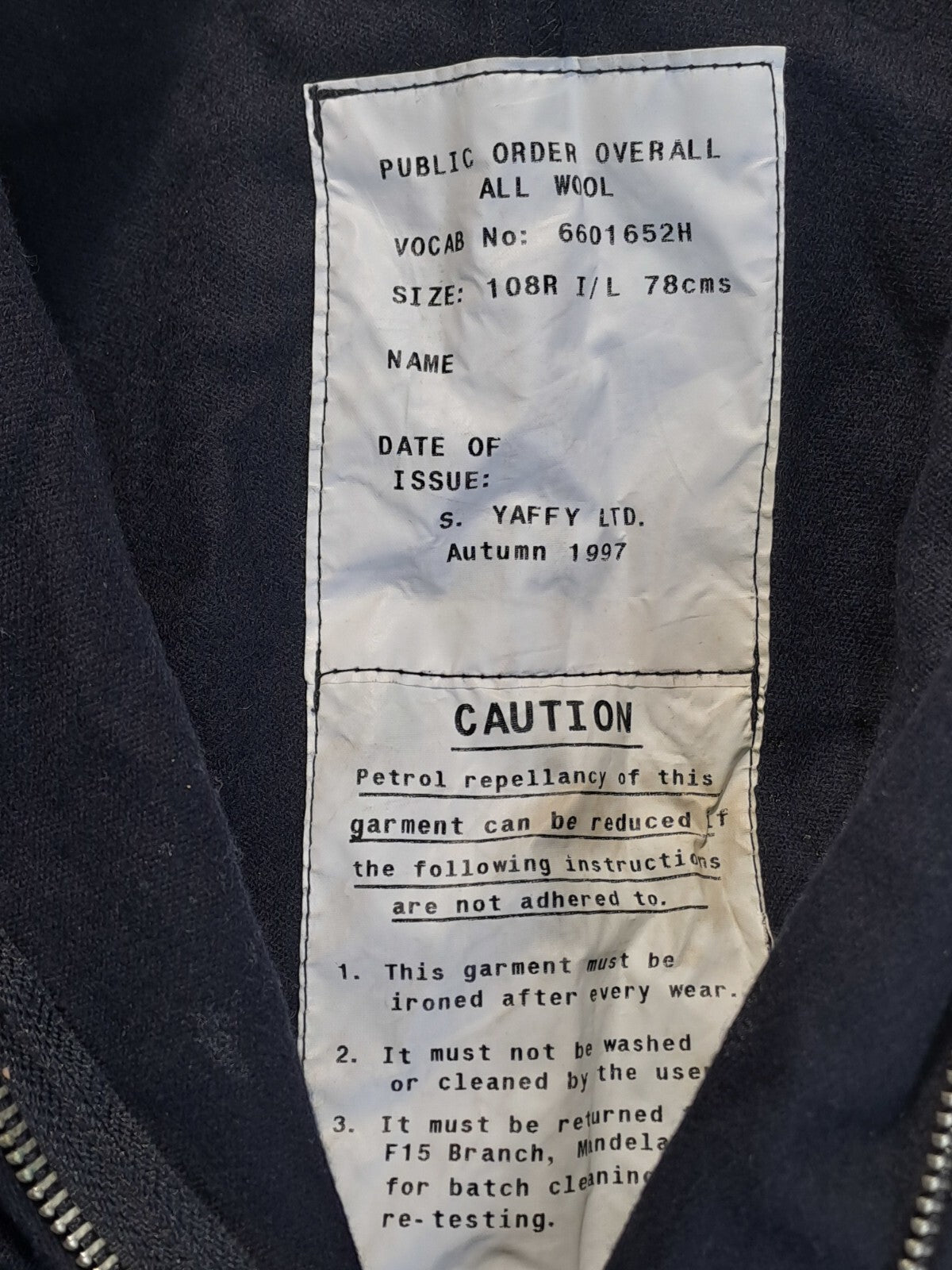 Genuine Surplus British Police Public Order Wool Overall Black 42-44"Ch (2567)