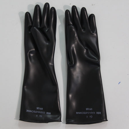 NEW Genuine Surplus German  Army Rubber Gloves Black  (4351)