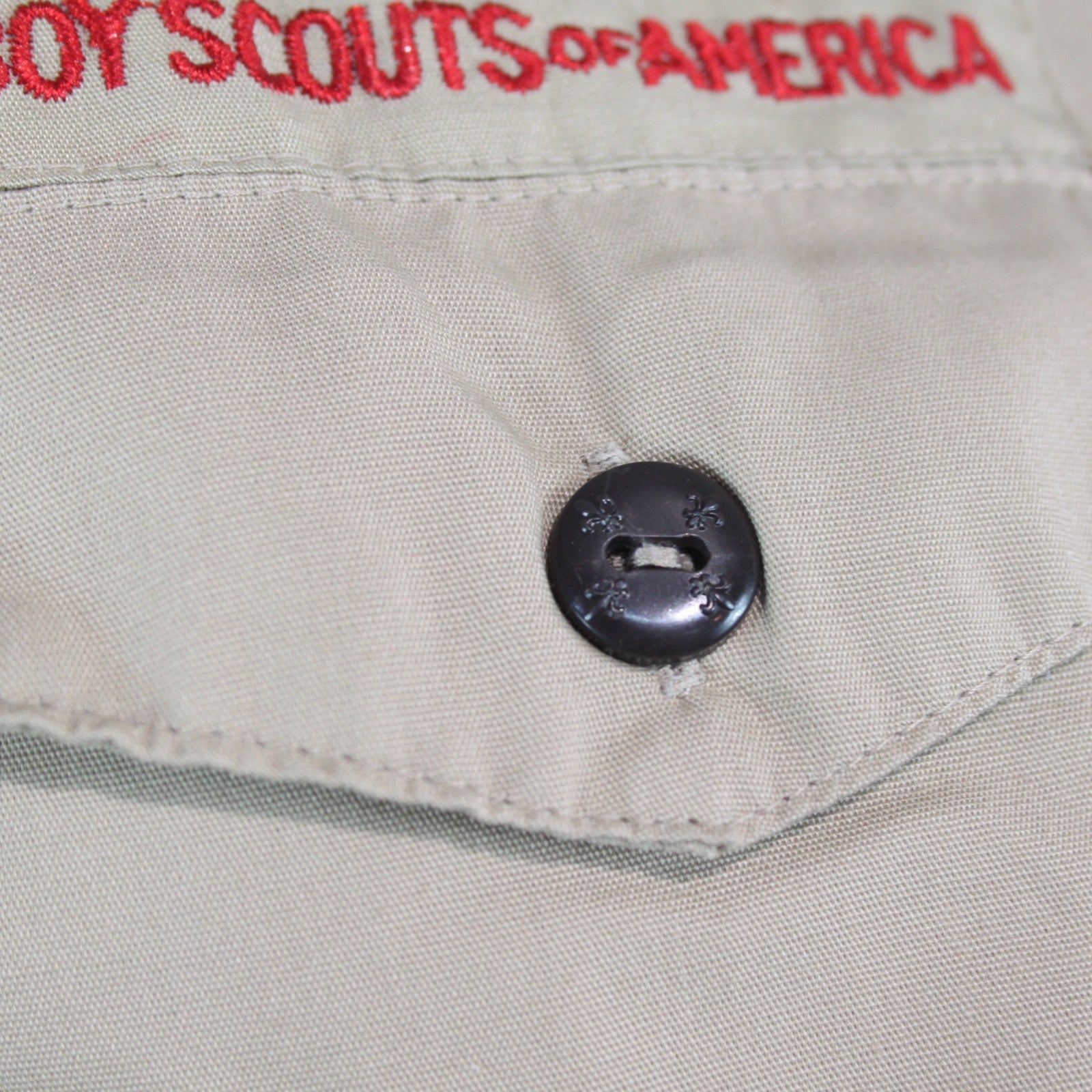 Boy Scout Shirt Badged Sand Genuine US Scouts of America 14-14.5" Collar  (3619)