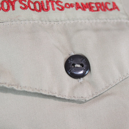 Boy Scout Shirt Badged Sand Genuine US Scouts of America 14-14.5" Collar  (3619)