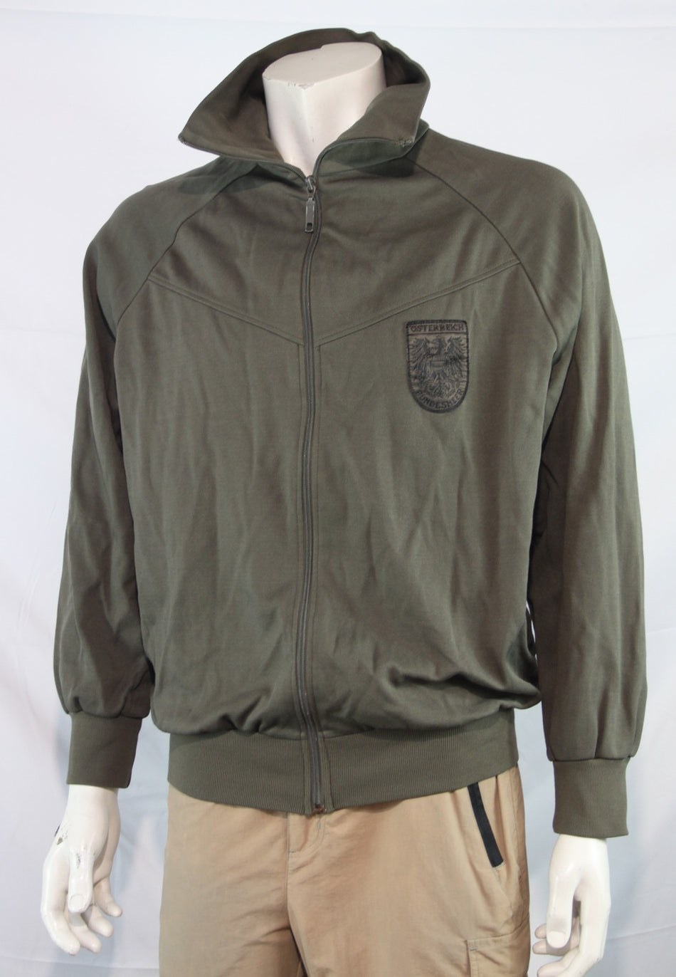 Austrian Army Vintage Tracksuit Jacket Top Genuine Surplus Olive Khaki (2174)