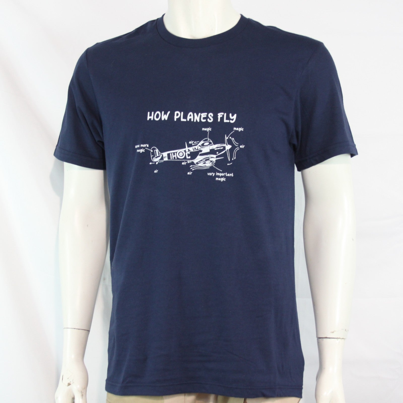How Planes Fly Mens Unisex Adult Navy Funny Exclusive Printed T-Shirt Aviation
