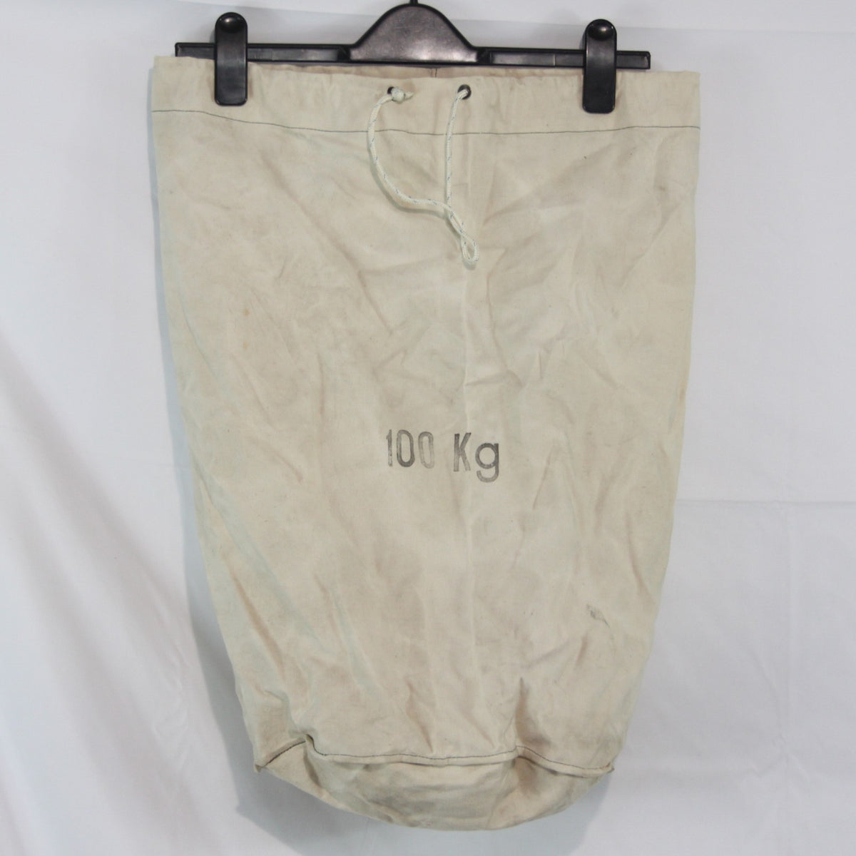 Vintage French Army Canvas Ballast Bag White Genuine Surplus Printed(4391)