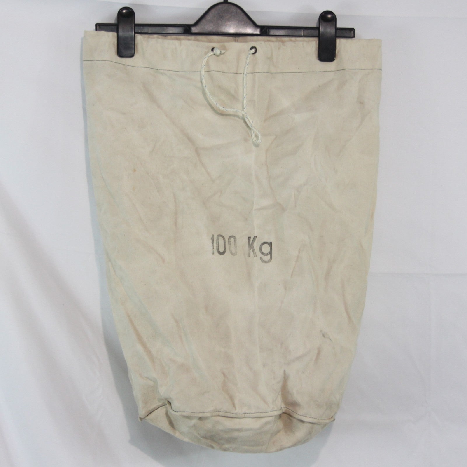 Vintage French Army Canvas Ballast Bag White Genuine Surplus Printed(4391)
