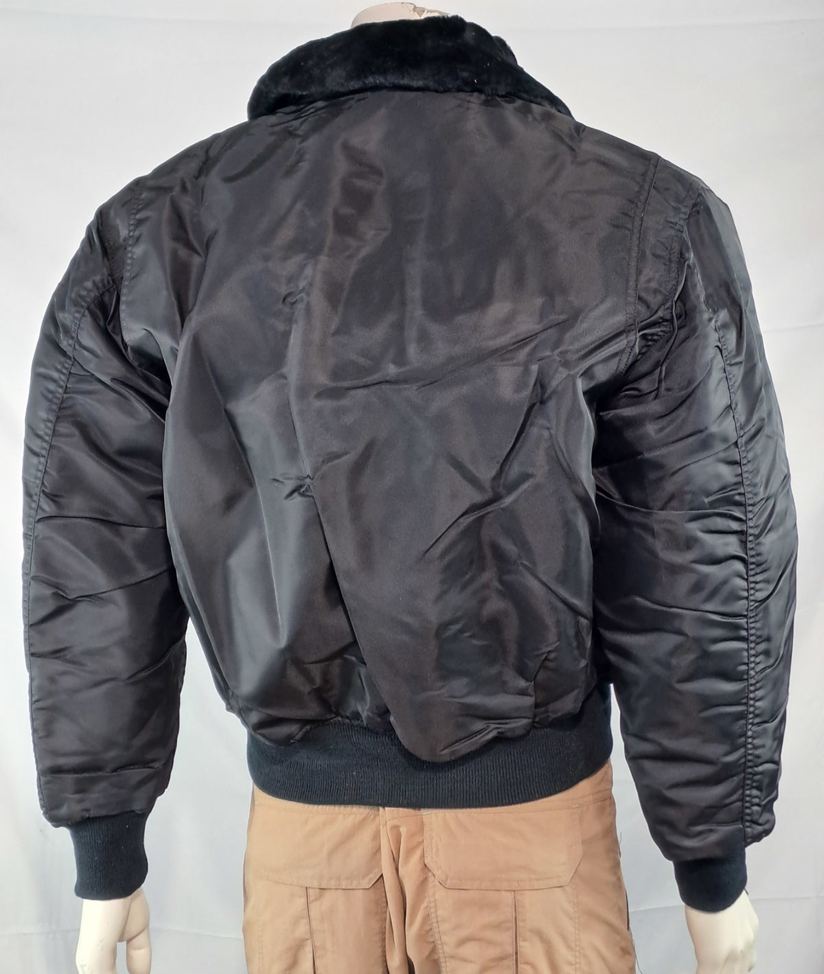 Highlander MA2 Bomber Jacket Plain Collar Padded Quilted Black XXS