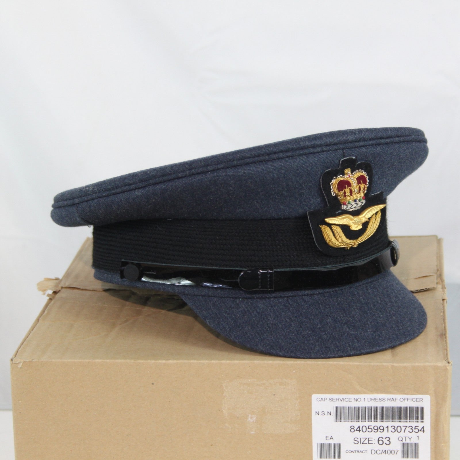 NEW British RAF Officers Mens Dress Hat Genuine Surplus Peak Cap 63cm (4412)