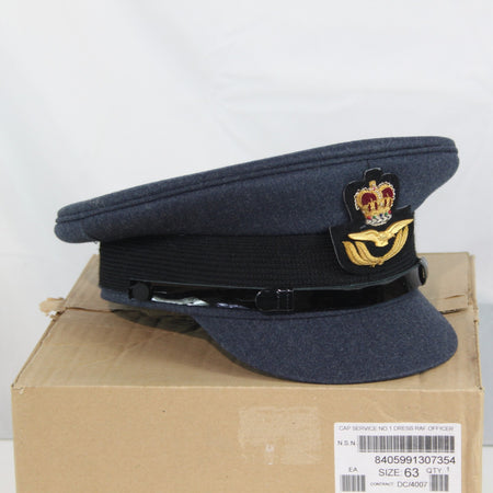 NEW British RAF Officers Mens Dress Hat Genuine Surplus Peak Cap 63cm (4412)