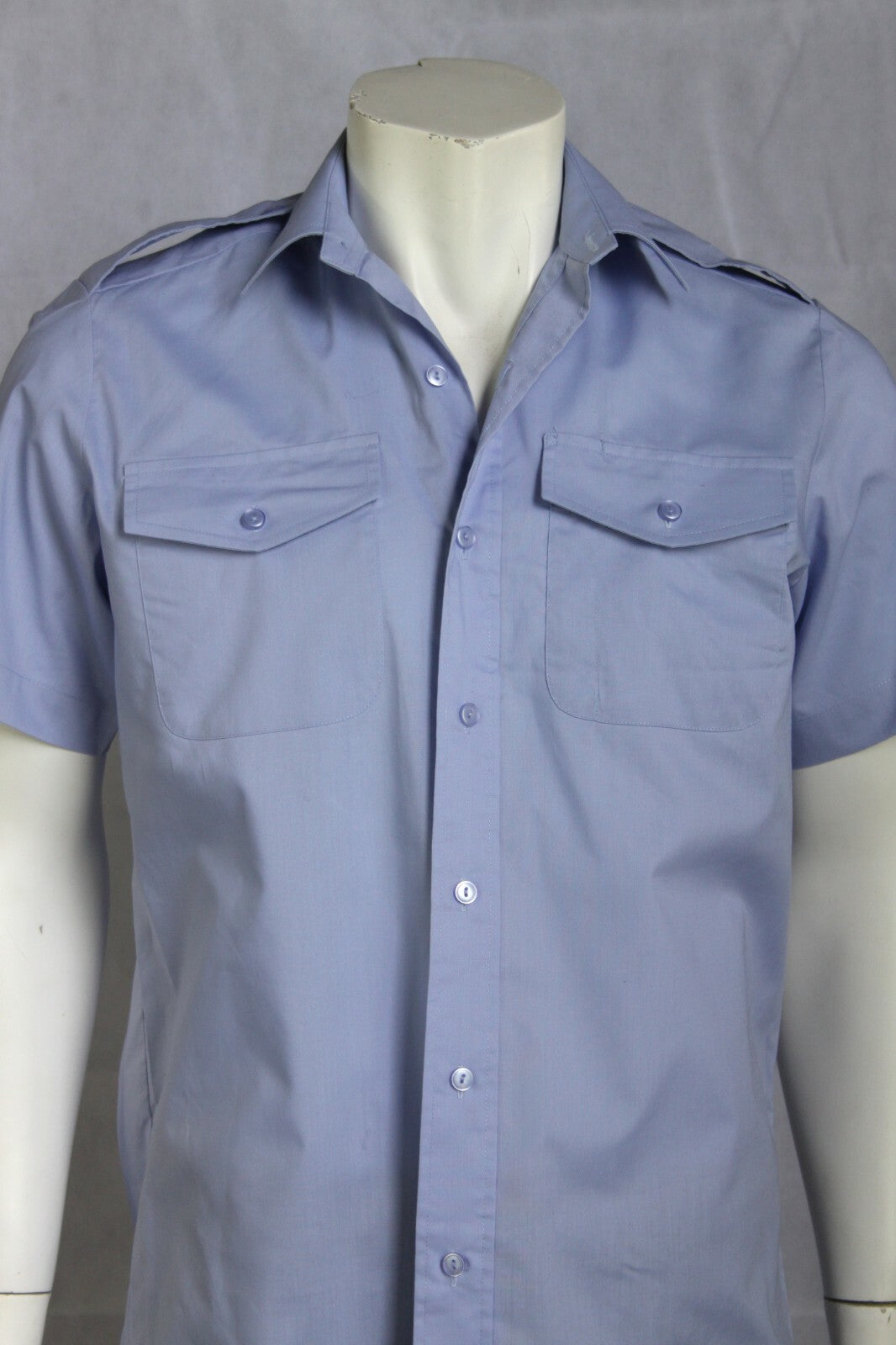 Genuine Surplus British RAF Short Sleeve Dress Shirt Military Pale Blue 