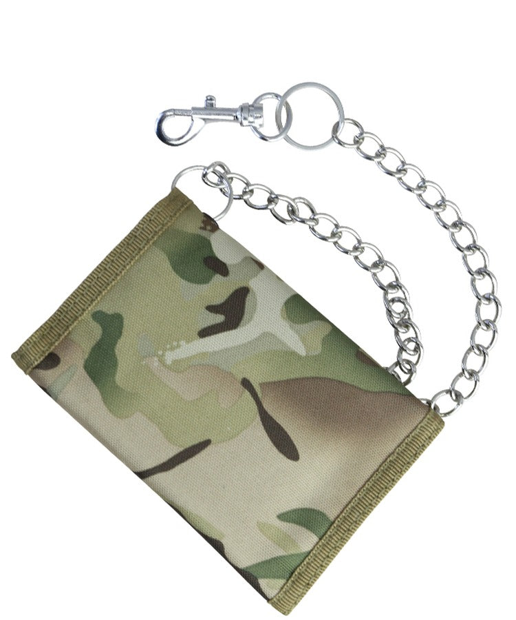 Tri-Fold Wallet Camo Plain with Chain Military Style Kombat