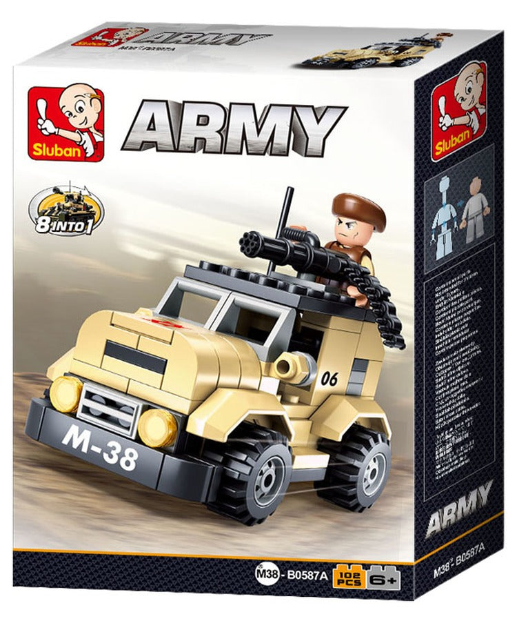 Army Patrol Car Kids Construction Brick Set Sluban 102 pieces Military B0587A