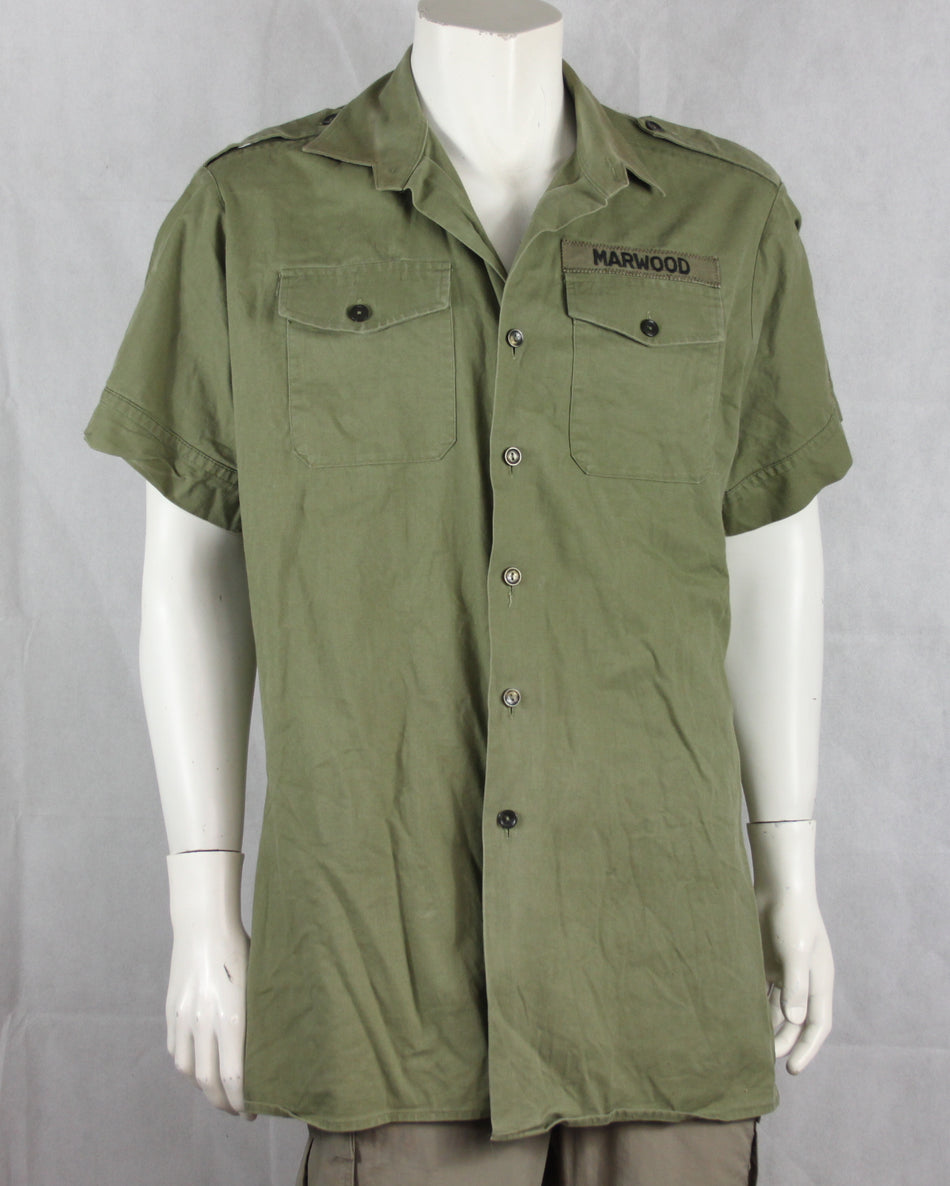 Genuine Surplus Vintage British Army Cotton Working Shirt Olive Short SL 4050