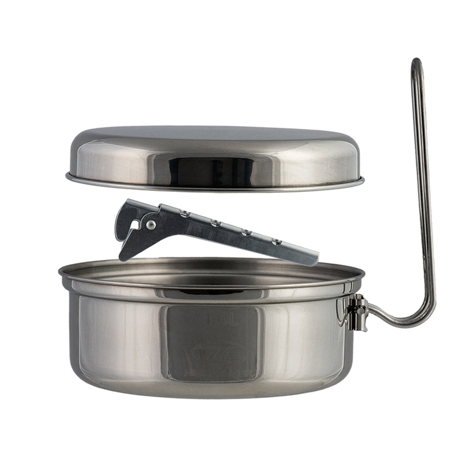 Billy Camping Pot Steel 1 Litre Billy Can Saucepan Camping Highlander (CP298)