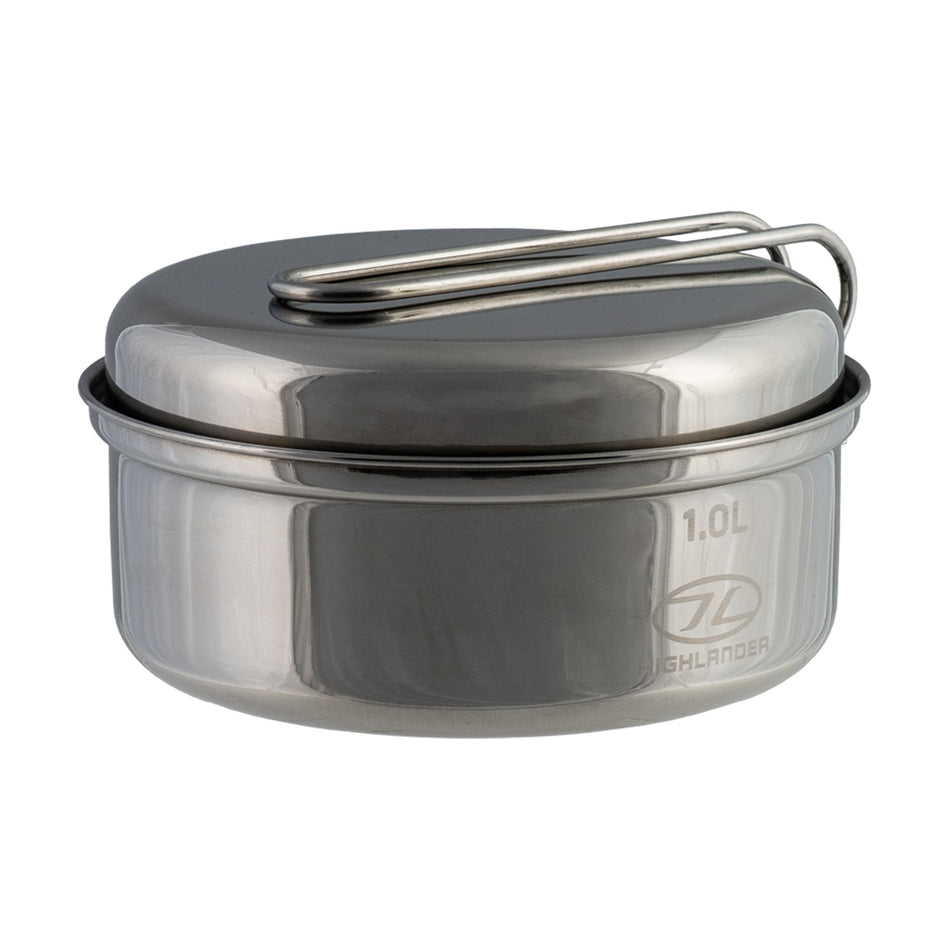 Billy Camping Pot Steel 1 Litre Billy Can Saucepan Camping Highlander (CP298)