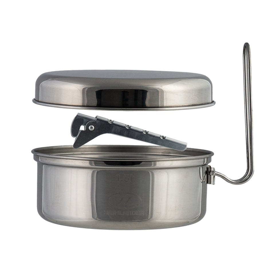 Billy Camping Pot Steel 1.5 Litre Billy Can Saucepan Camping Highlander (CP299)