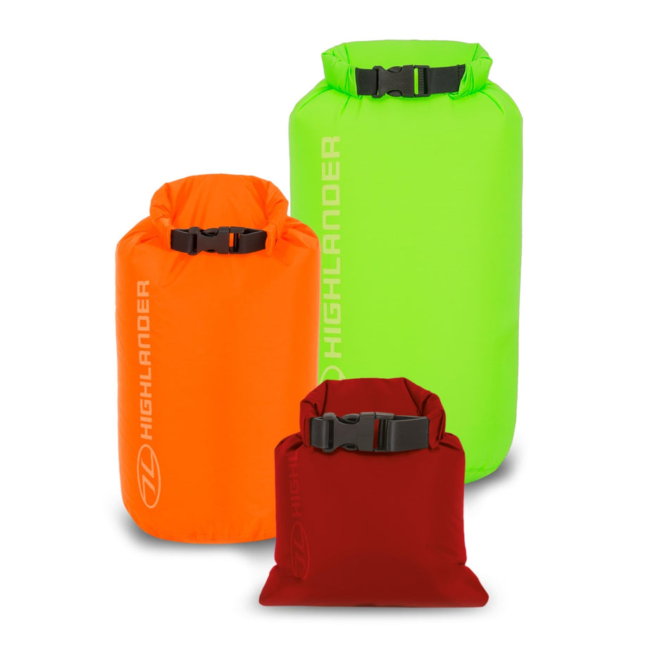 3 Piece Drybag Set Dry Bag Sack Ultra Lightweight Highlander