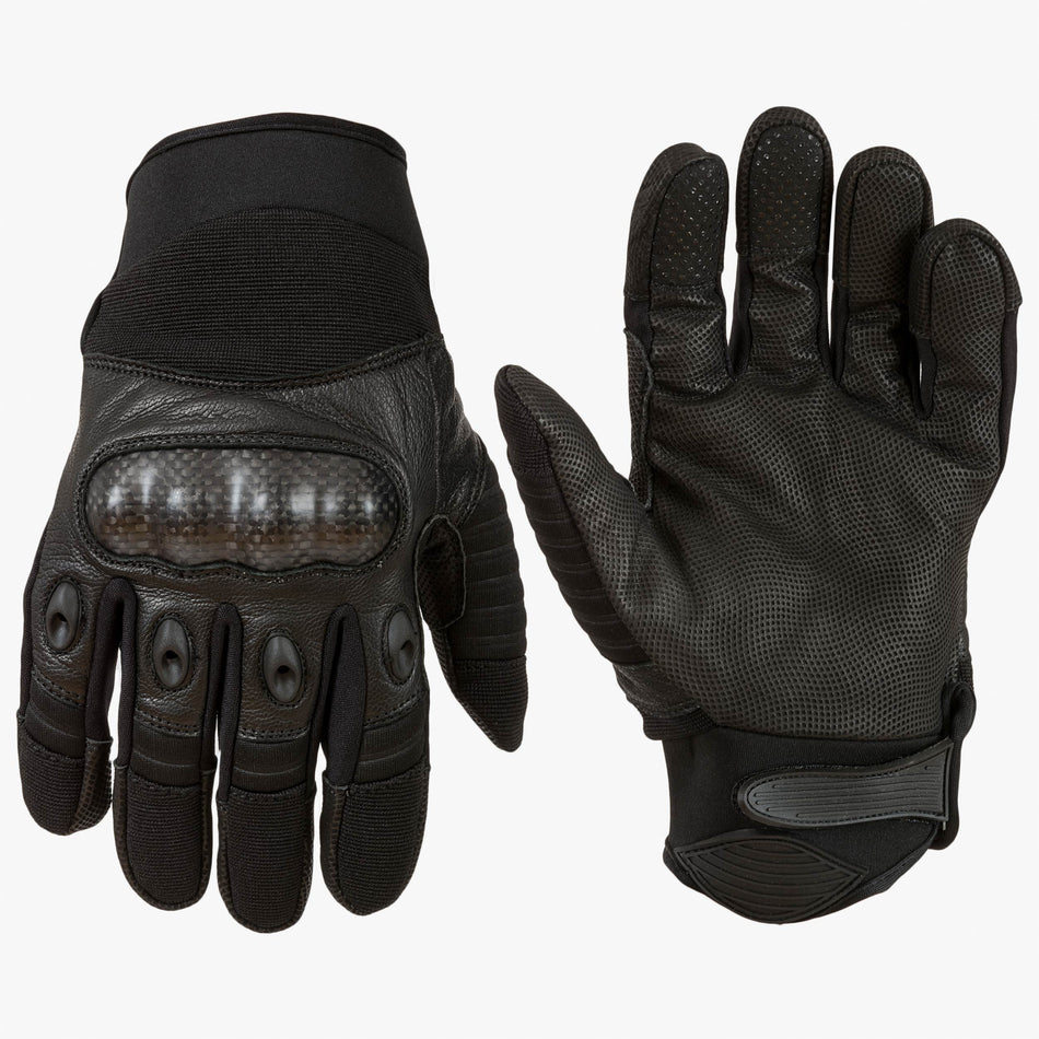Highlander Combat Gloves with Carbon Kevlar Knuckles Military Black GL083