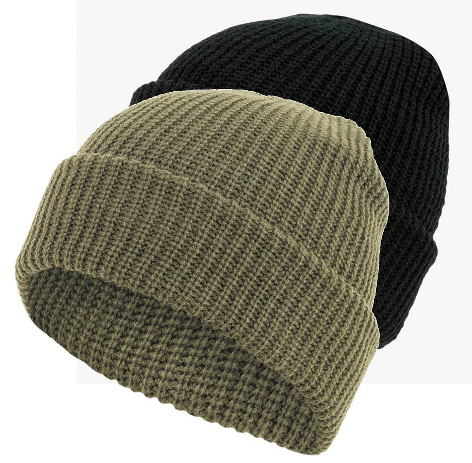 Highlander Acrylic Knitted Bob Hat Watch Hat Black Green HAT043