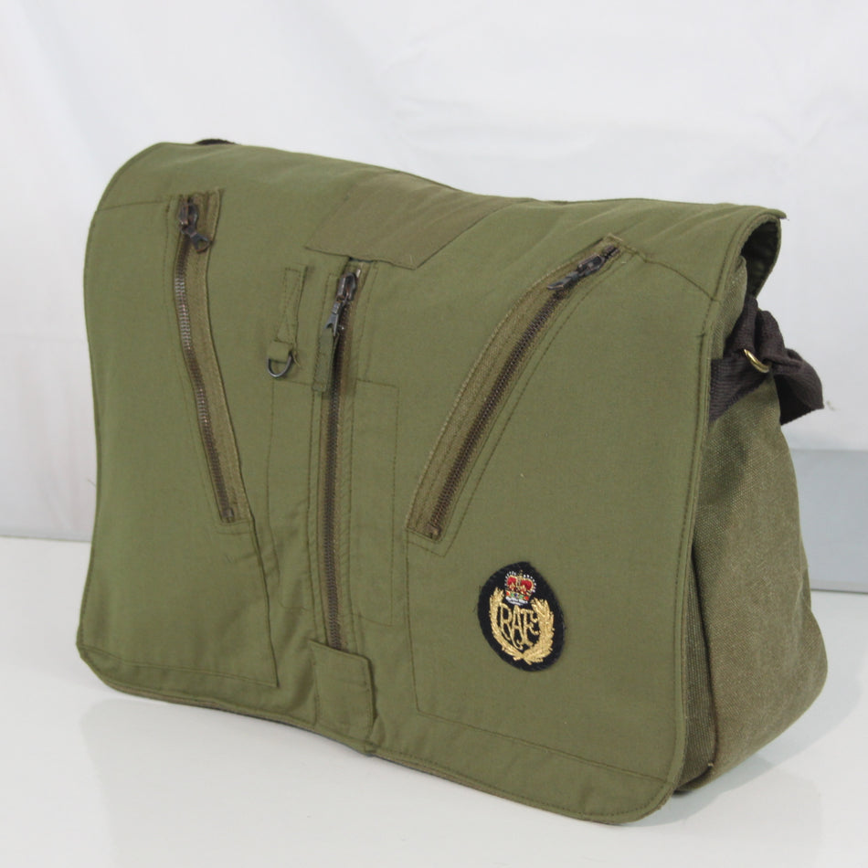 Upcycled RAF Flight Suit Made into Exclusive Messenger Bag Olive Aviation (4383)
