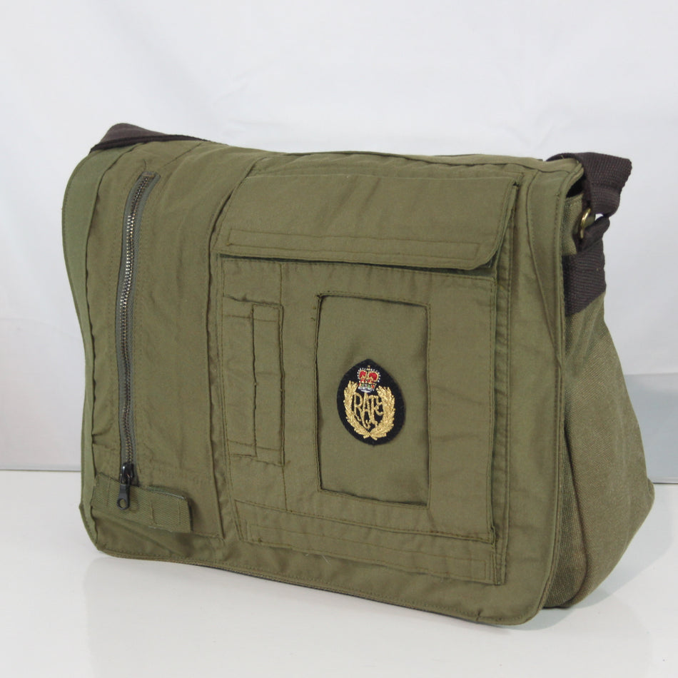 Upcycled RAF Flight Suit Made into Exclusive Messenger Bag Olive Aviation (4384)