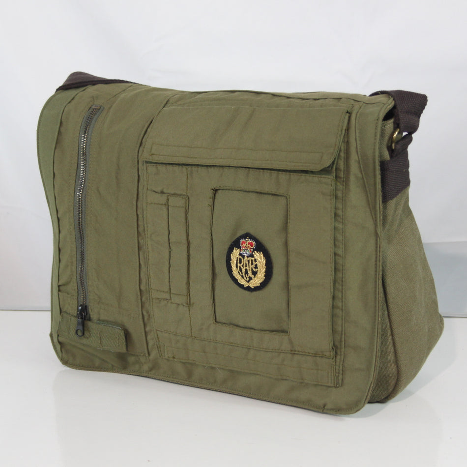 Upcycled RAF Flight Suit Made into Exclusive Messenger Bag Olive Aviation (4384)