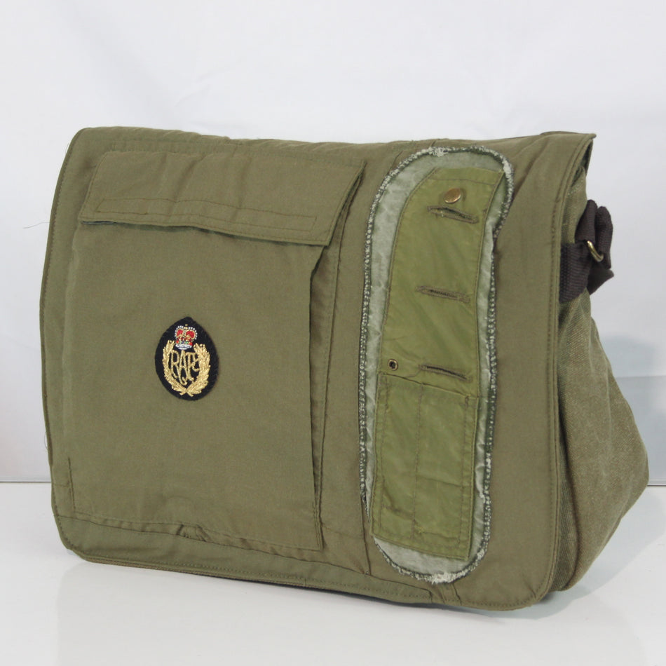 Upcycled RAF Flight Suit Made into Exclusive Messenger Bag Olive Aviation (4385))